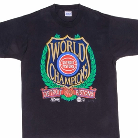 VINTAGE NBA DETROIT PISTONS WORLD CHAMPIONS 1990 TEE SHIRT LARGE MADE USA