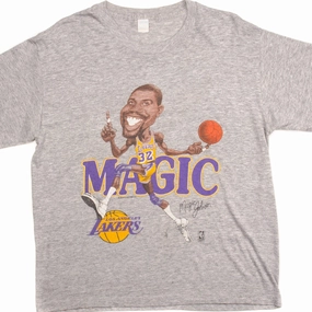 VINTAGE NBA LA LAKERS MAGIC JOHNSON TEE SHIRT SIZE MEDIUM MADE IN USA