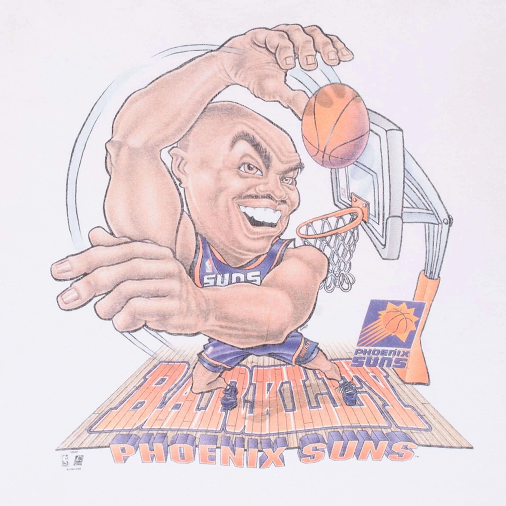 VINTAGE NBA PHOENIX SUNS CHARLES BARKLEY TEE SHIRT 1990S 2XL MADE IN USA