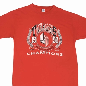 VINTAGE NBA PORTLAND TRAILBLAZERS CHAMPIONS 1990 TEE SHIRT LARGE MADE IN USA