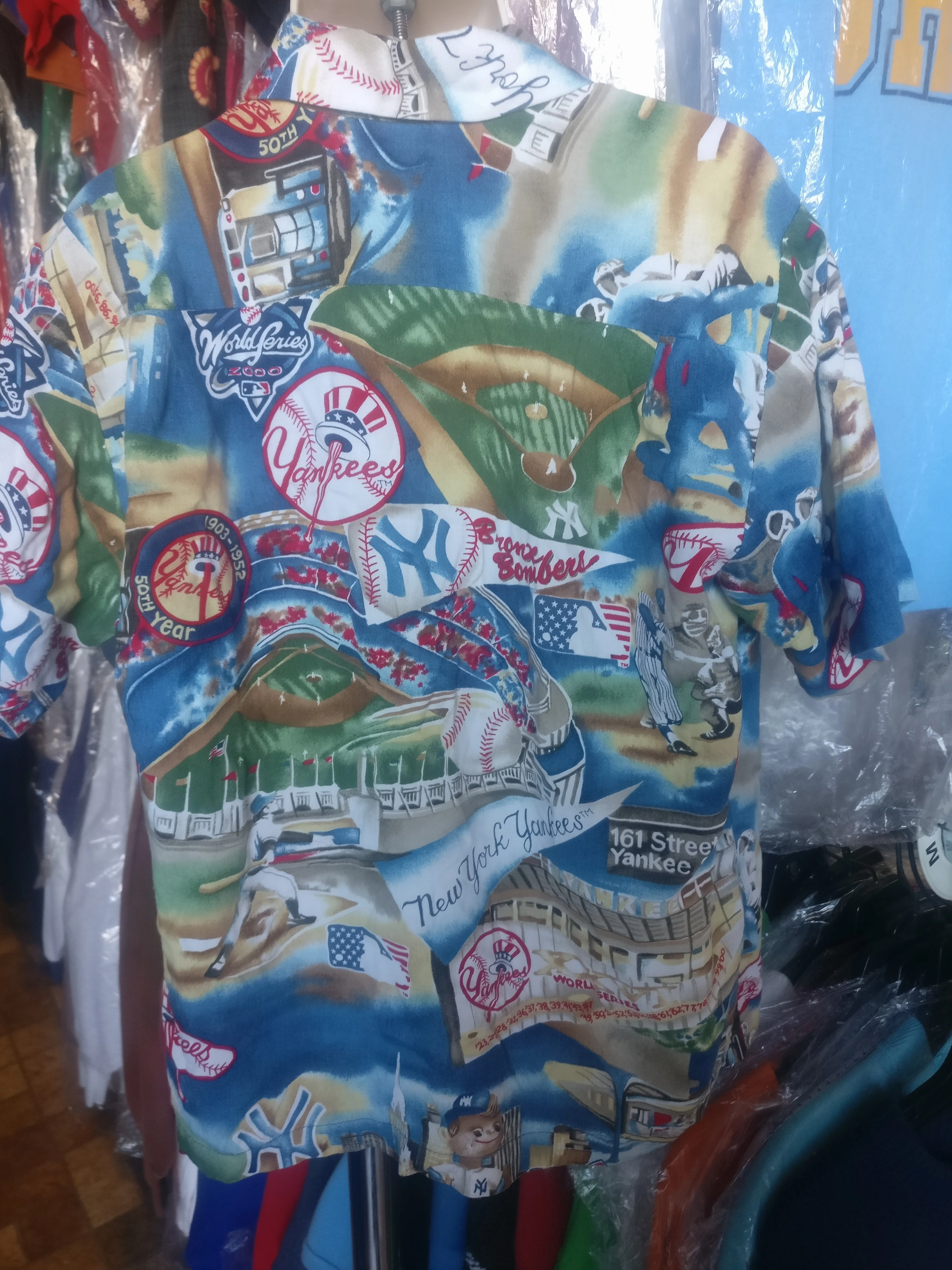 Vintage NEW YORK YANKEES MLB Reyn Spooner Rayon Hawaiian Shirt YS