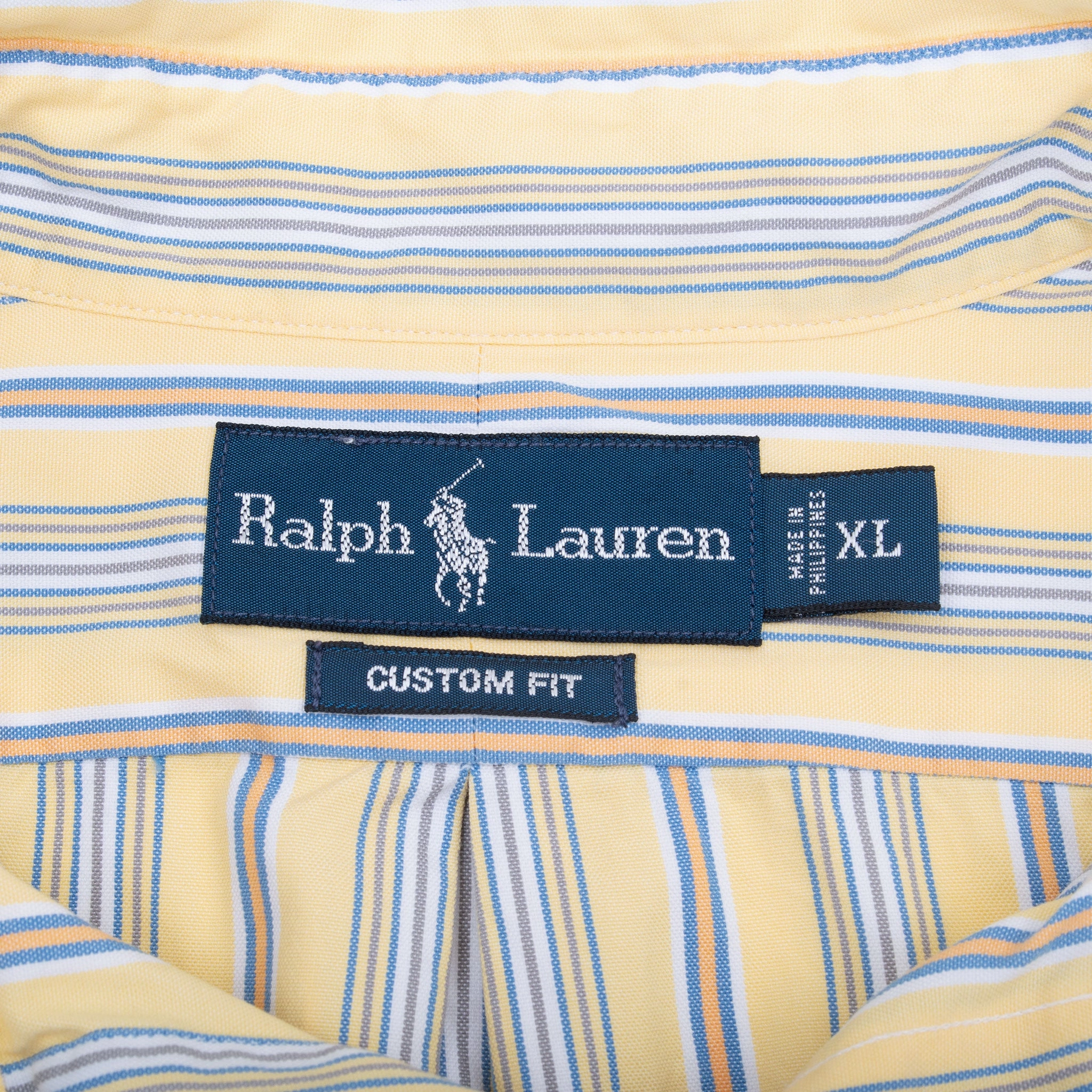 VINTAGE POLO ALPH LAUREN YELLOW STRIPED SHIRT 1990S XL