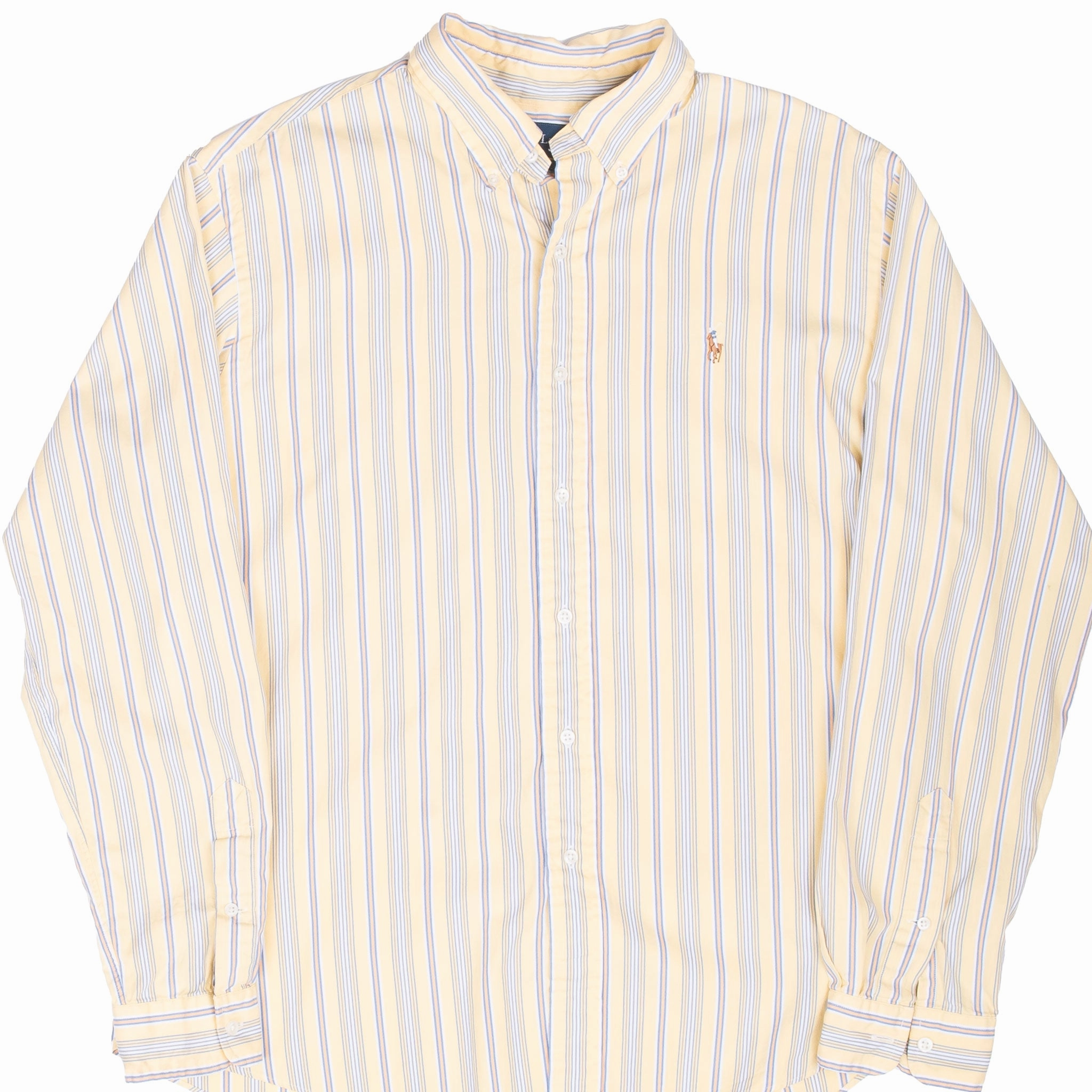 VINTAGE POLO ALPH LAUREN YELLOW STRIPED SHIRT 1990S XL