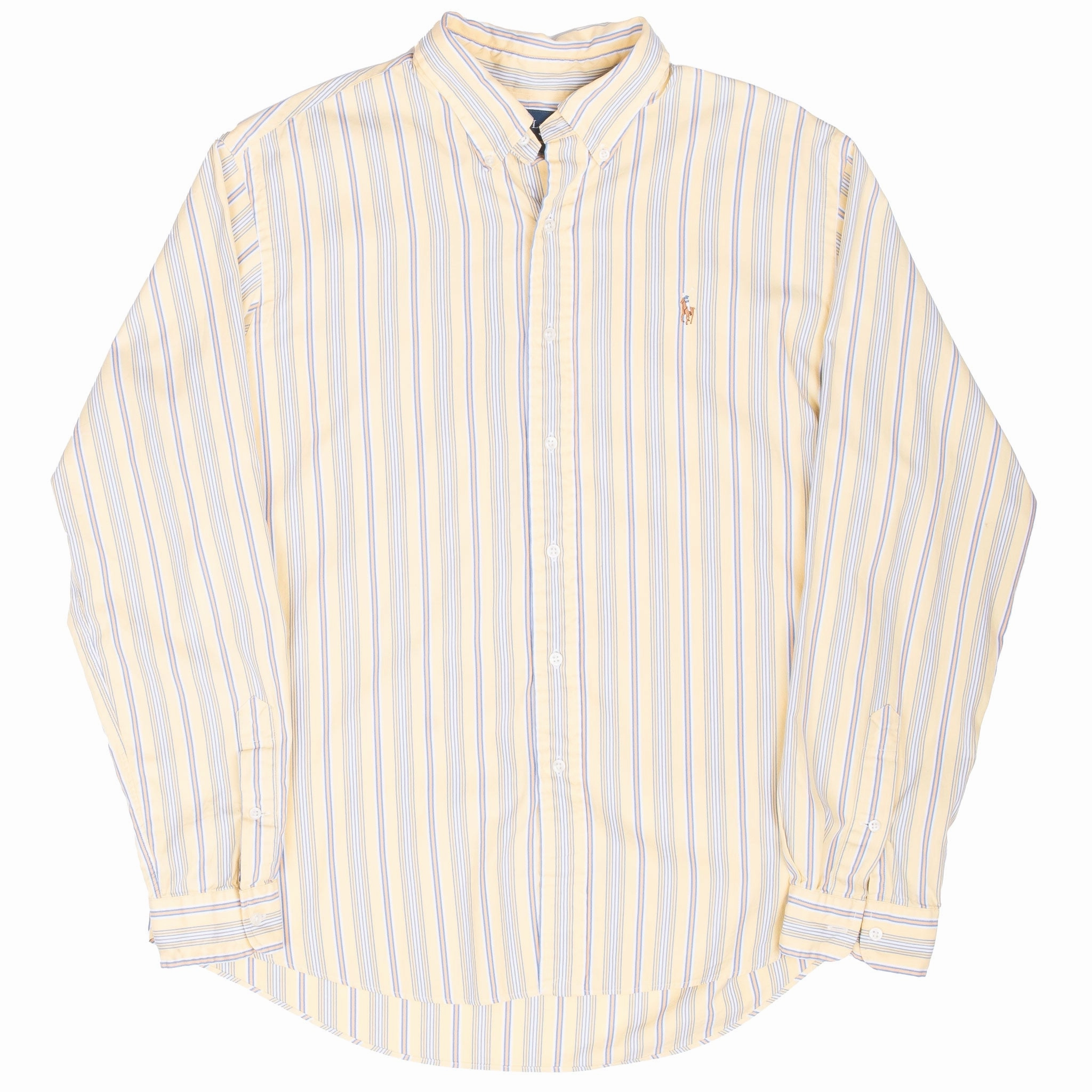 VINTAGE POLO ALPH LAUREN YELLOW STRIPED SHIRT 1990S XL