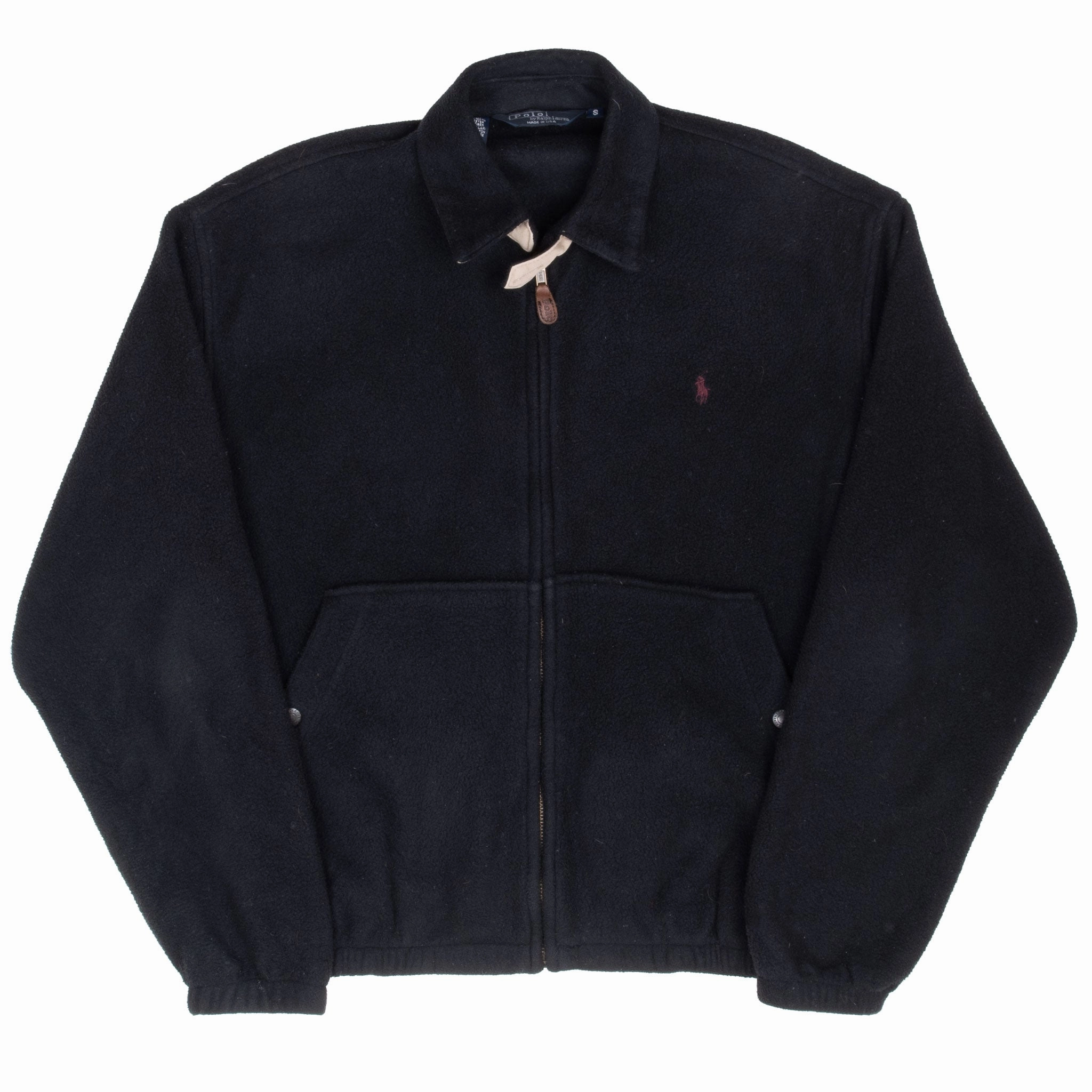 VINTAGE POLO RALPH LAUREN BLACK FLEECE GOLF JACKET 1990S SMALL MADE IN USA