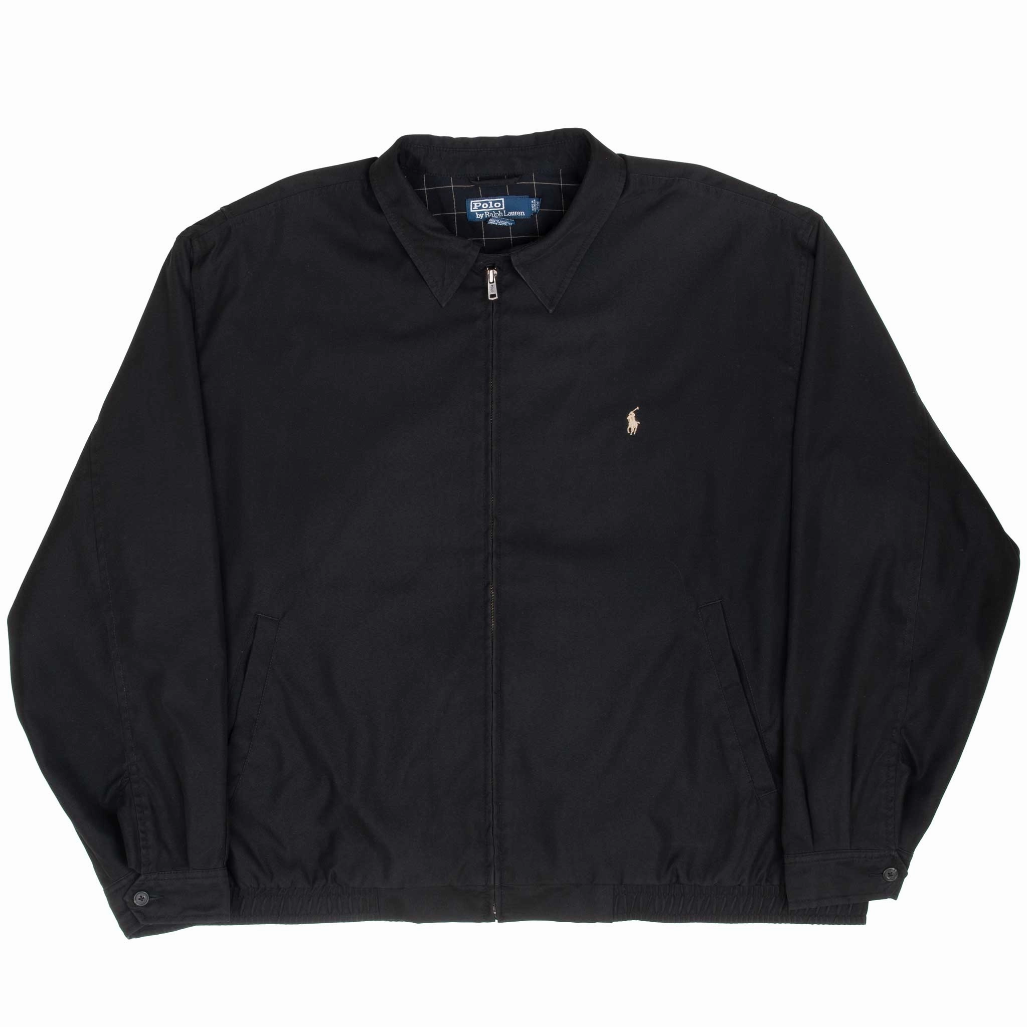VINTAGE POLO RALPH LAUREN BLACK HARRINGTON GOLF JACKET 1990S 2XL BIG