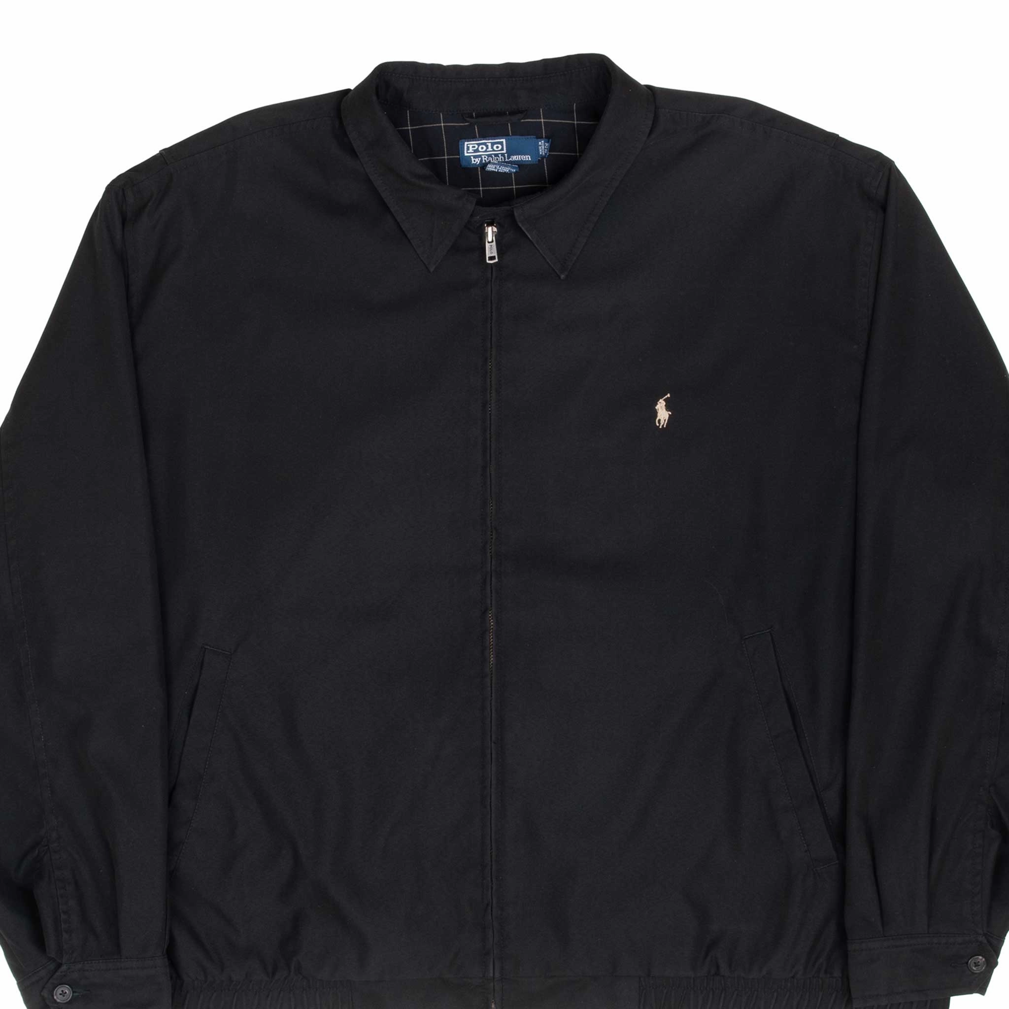 VINTAGE POLO RALPH LAUREN BLACK HARRINGTON GOLF JACKET 1990S 2XL BIG