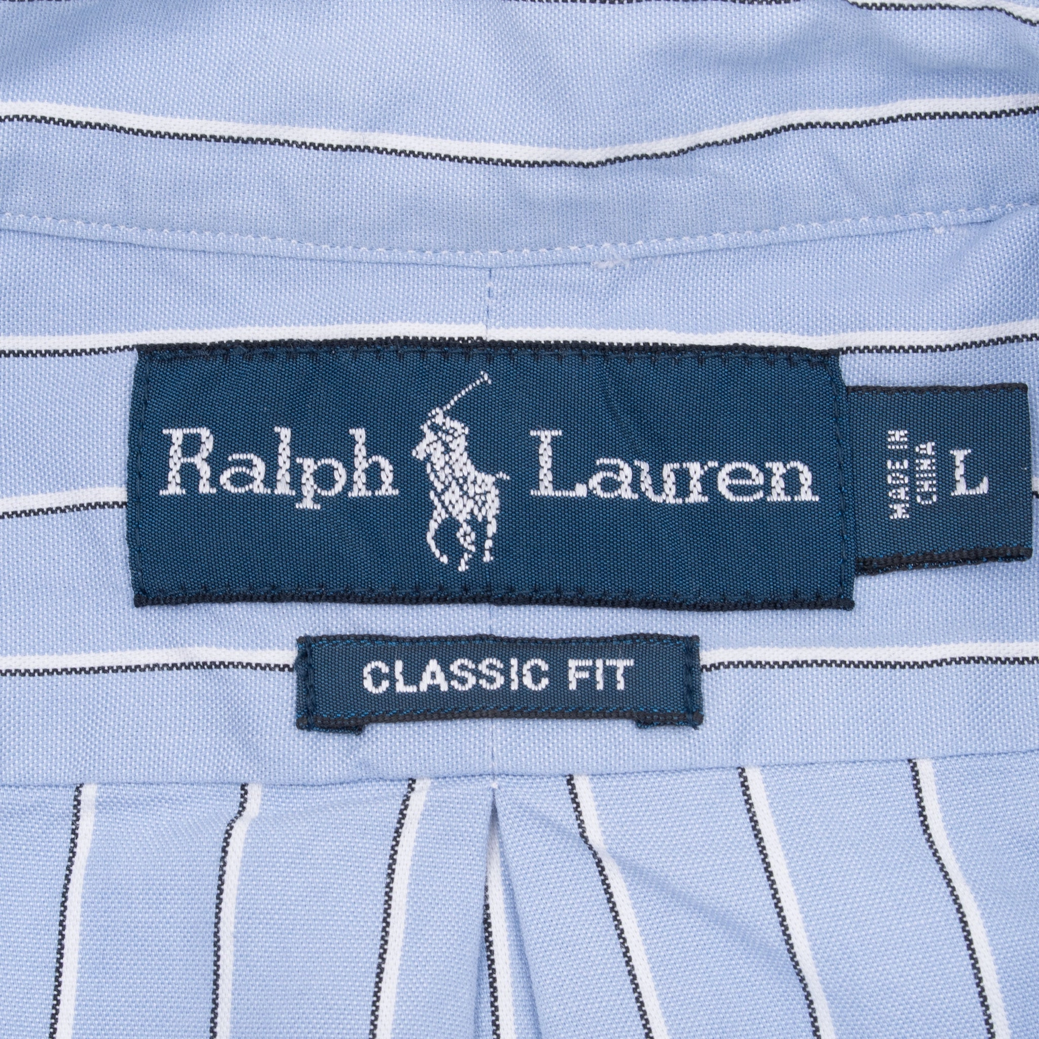 VINTAGE POLO RALPH LAUREN BLUE STRIPED SHIRT 1990S LARGE