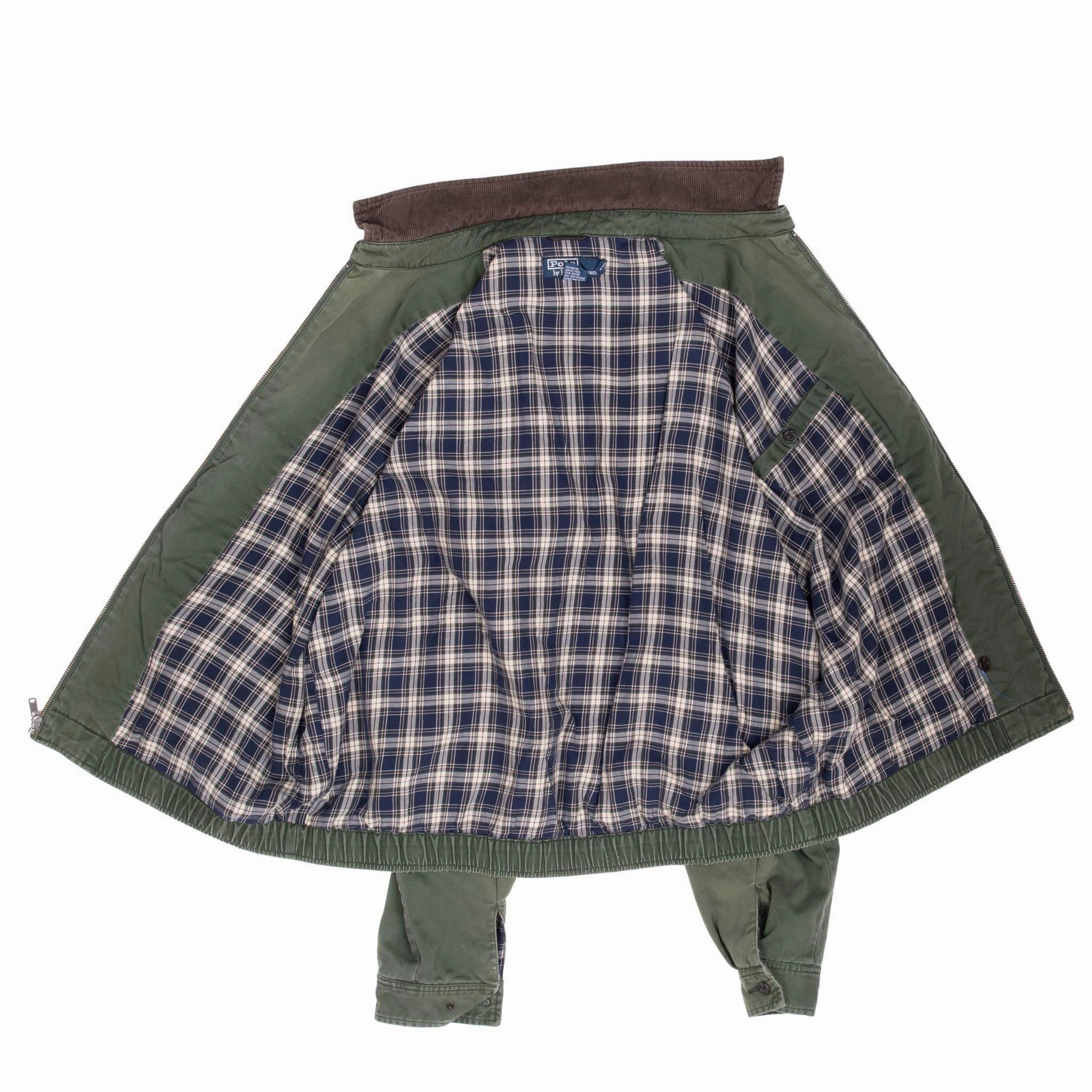 VINTAGE POLO RALPH LAUREN OLIVE GREEN HARRINGTON GOLF JACKET 1990S LARGE