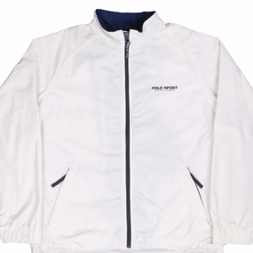 VINTAGE POLO SPORT RALPH LAUREN WHITE WINDBREAKER JACKET 1990S LARGE