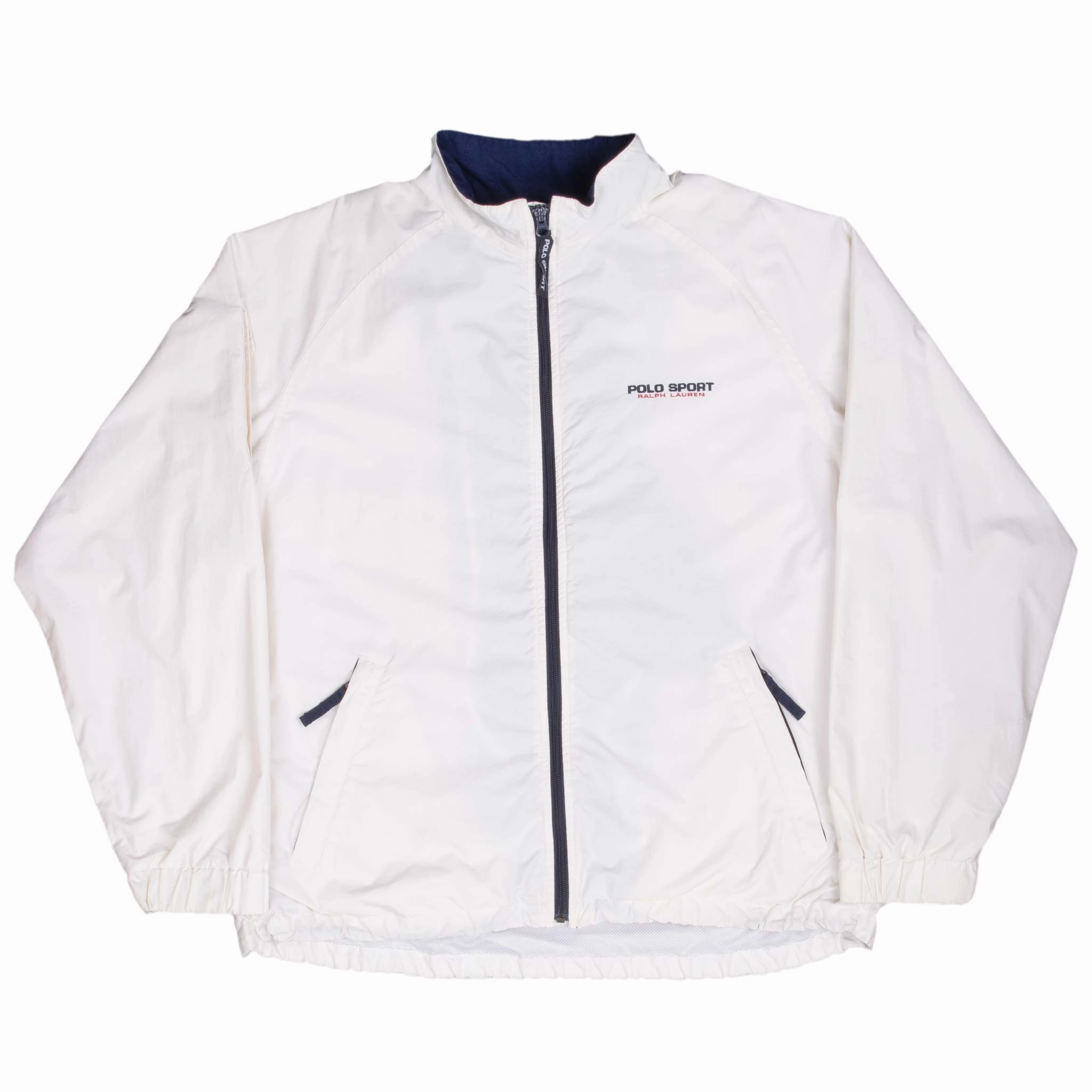 VINTAGE POLO SPORT RALPH LAUREN WHITE WINDBREAKER JACKET 1990S LARGE