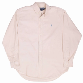 VINTAGE RALPH LAUREN BEIGE CORDUROY SHIRT 1990S SIZE SMALL MADE IN USA