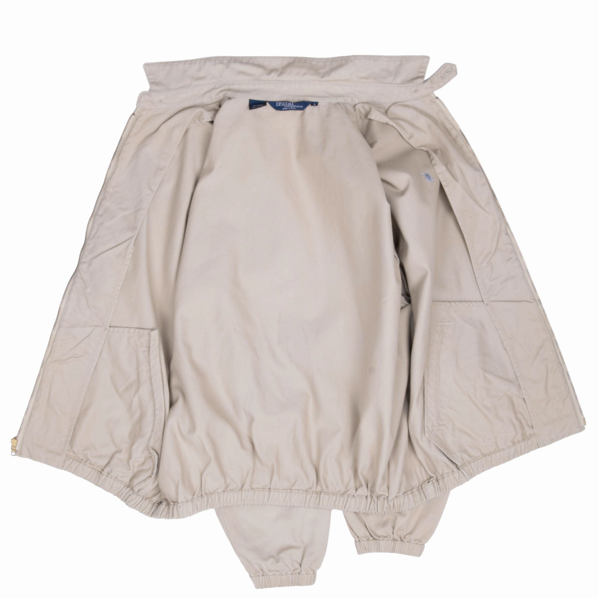 VINTAGE RALPH LAUREN BEIGE HARRINGTON GOLF JACKET 1990S LARGE MADE IN USA