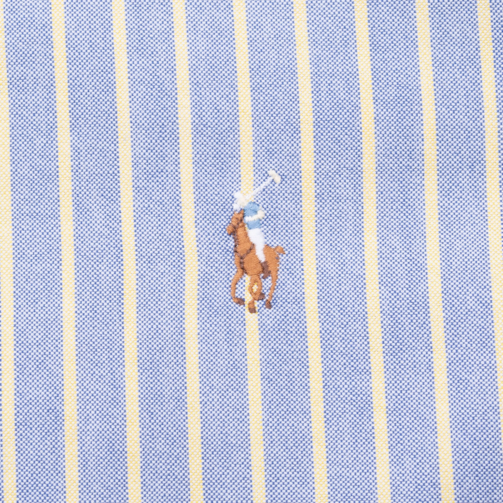 VINTAGE RALPH LAUREN BLUE & YELLOW STRIPED SHIRT 1990S MEDIUM