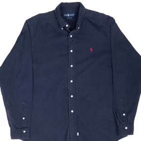 VINTAGE RALPH LAUREN BLUE SHIRT 1990S SIZE LARGE