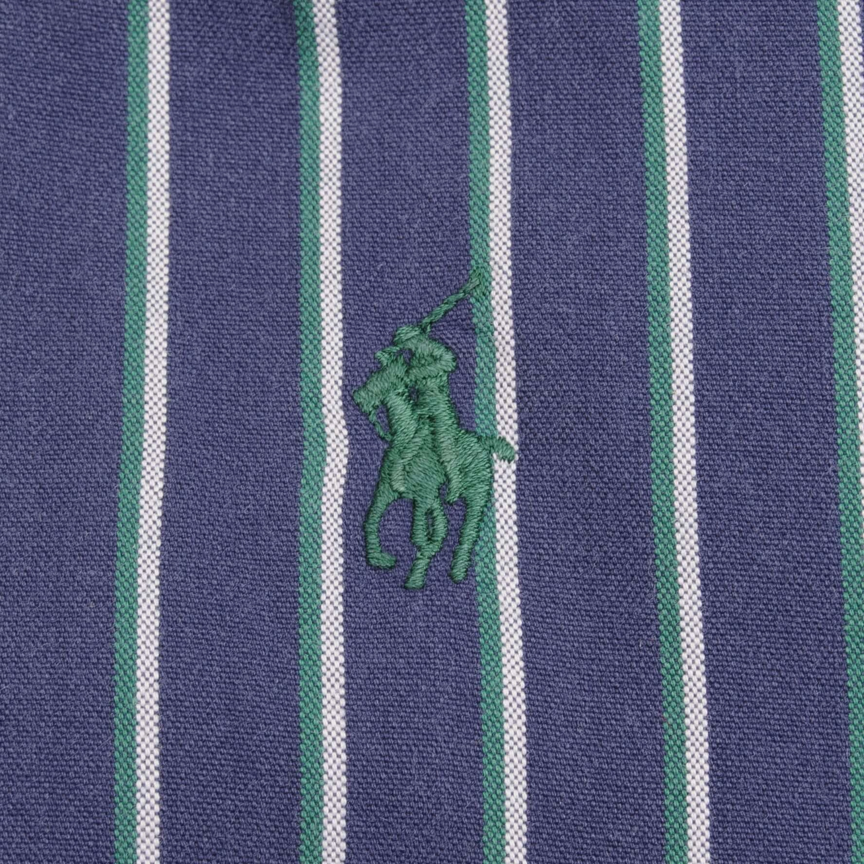 VINTAGE RALPH LAUREN CLASSIC STRIPED BLUE SHIRT 1990S SIZE MEDIUM