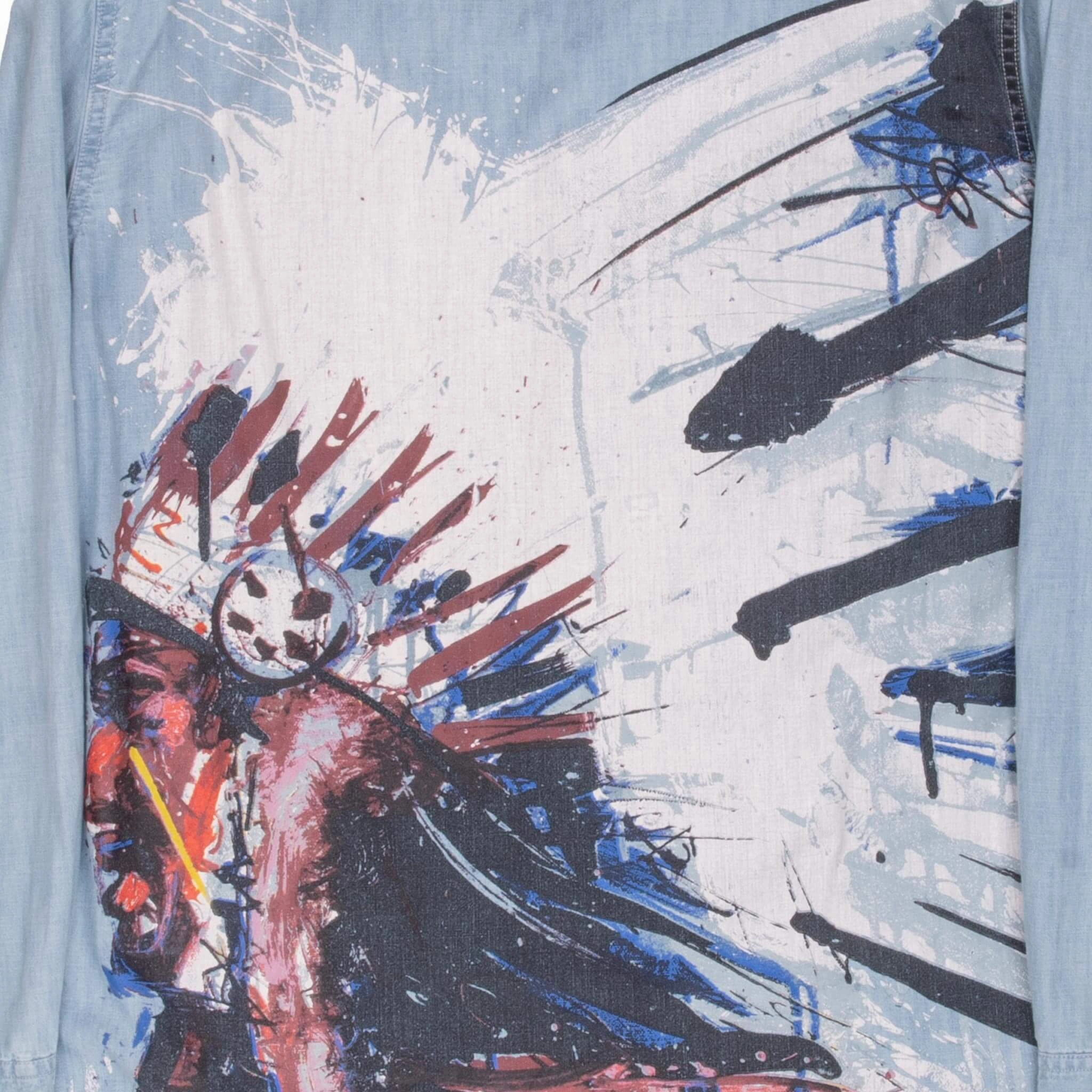 VINTAGE RALPH LAUREN DENIM SUPPLY INDIAN CHIEF PAINTED SHIRT SIZE MEDIUM