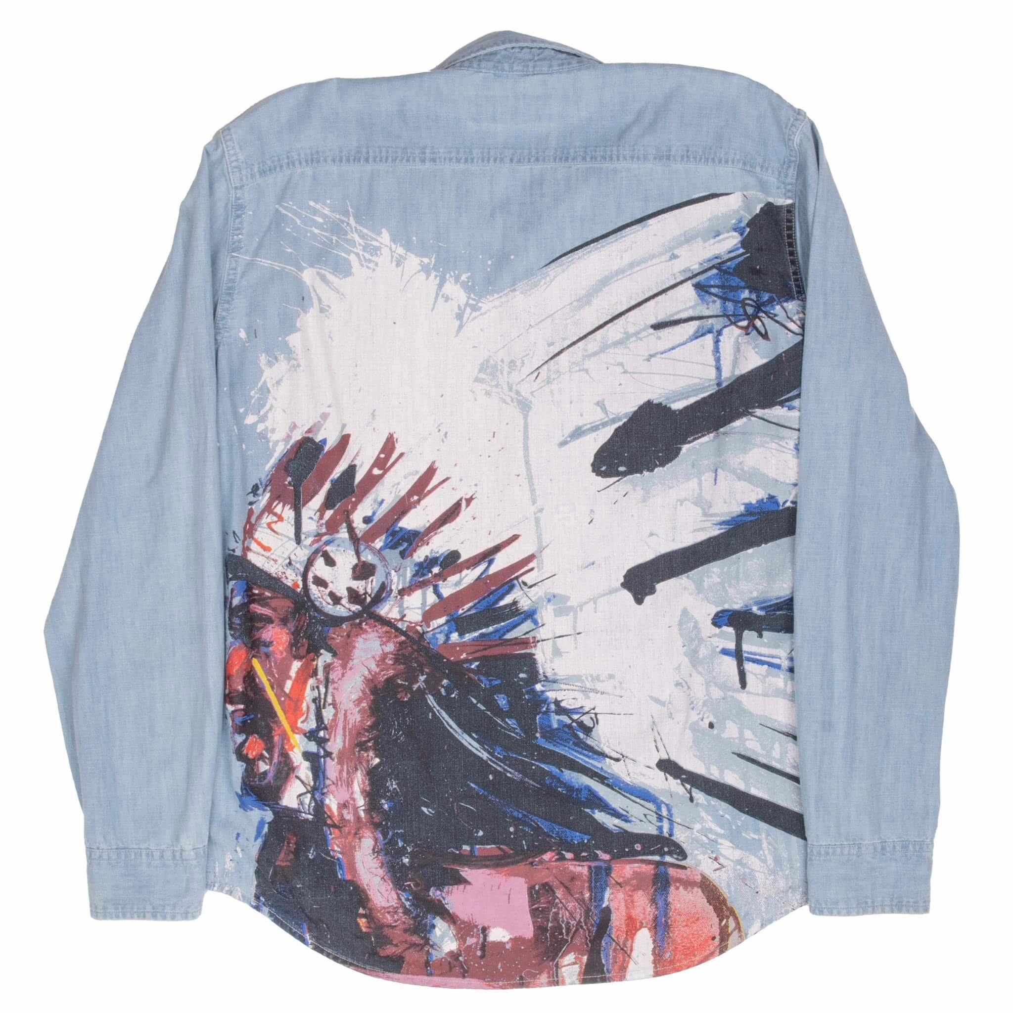 VINTAGE RALPH LAUREN DENIM SUPPLY INDIAN CHIEF PAINTED SHIRT SIZE MEDIUM