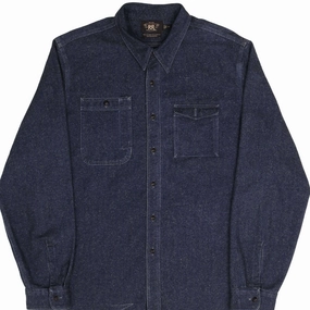 VINTAGE RALPH LAUREN DOUBLE RL RRL POCKET BLUE FLANNEL SHIRT 1990S SIZE 2XL