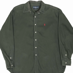 VINTAGE RALPH LAUREN GREEN BUTTON SHIRT 1990S XL