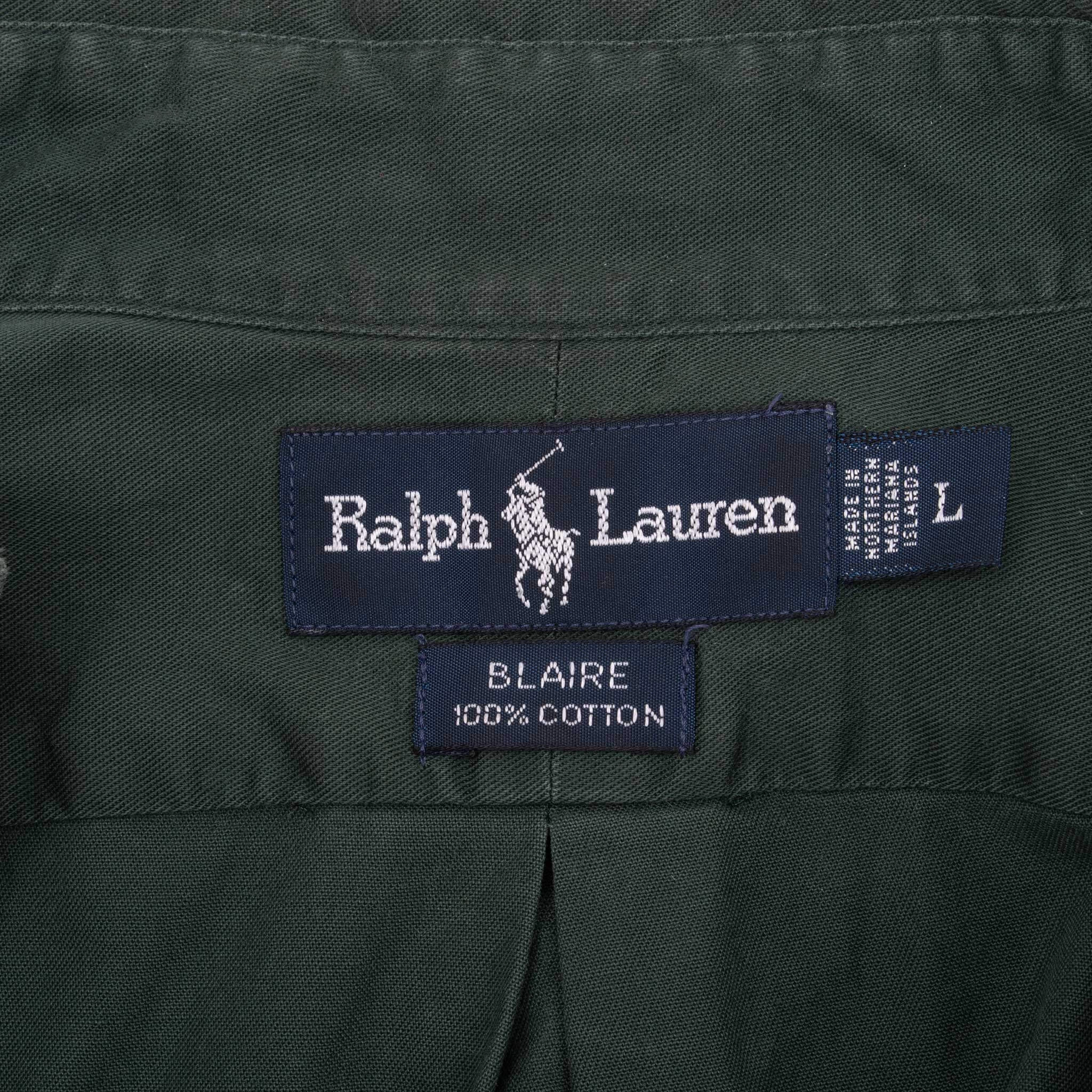 VINTAGE RALPH LAUREN GREEN SHIRT 1990S SIZE LARGE MADE IN USA