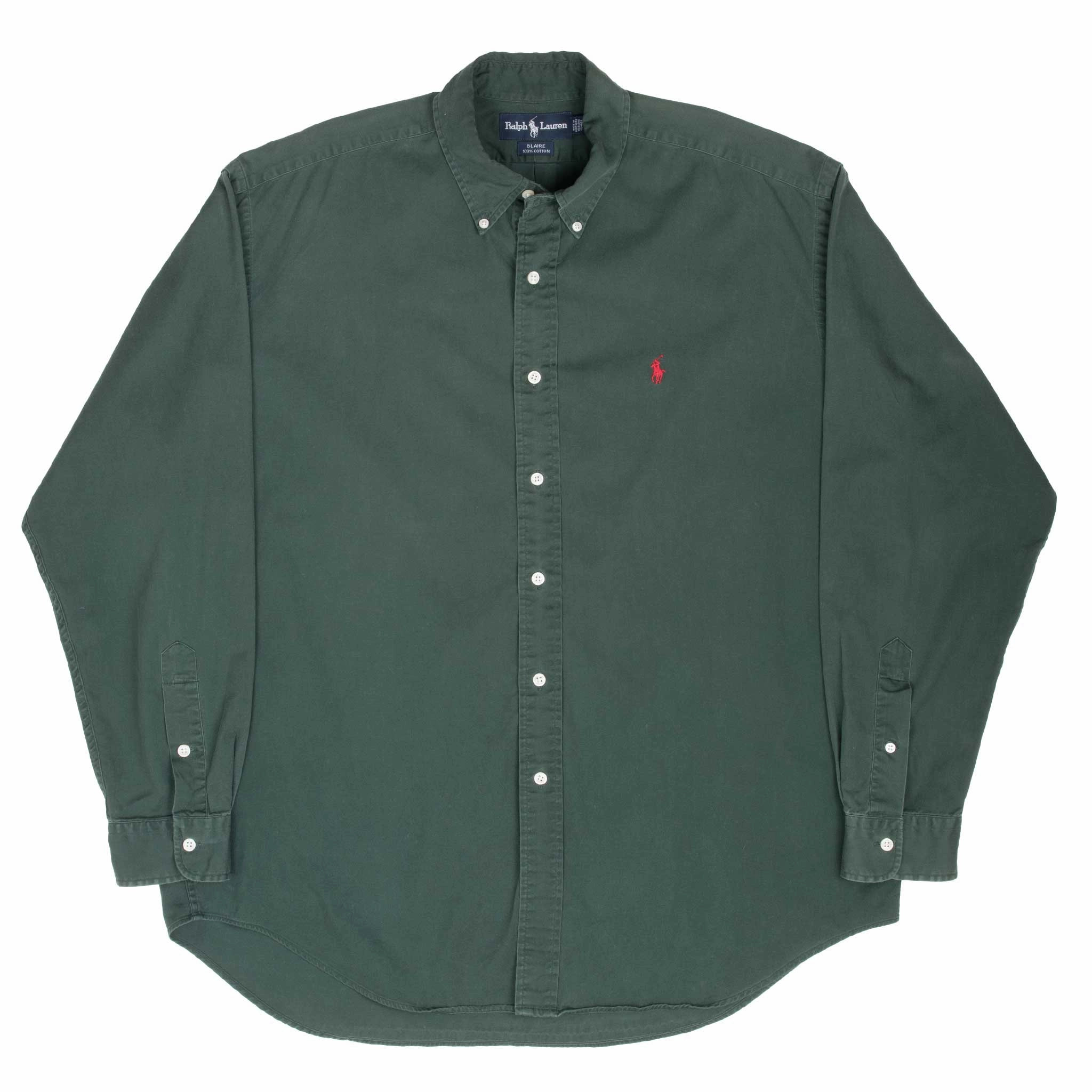 VINTAGE RALPH LAUREN GREEN SHIRT 1990S SIZE LARGE MADE IN USA