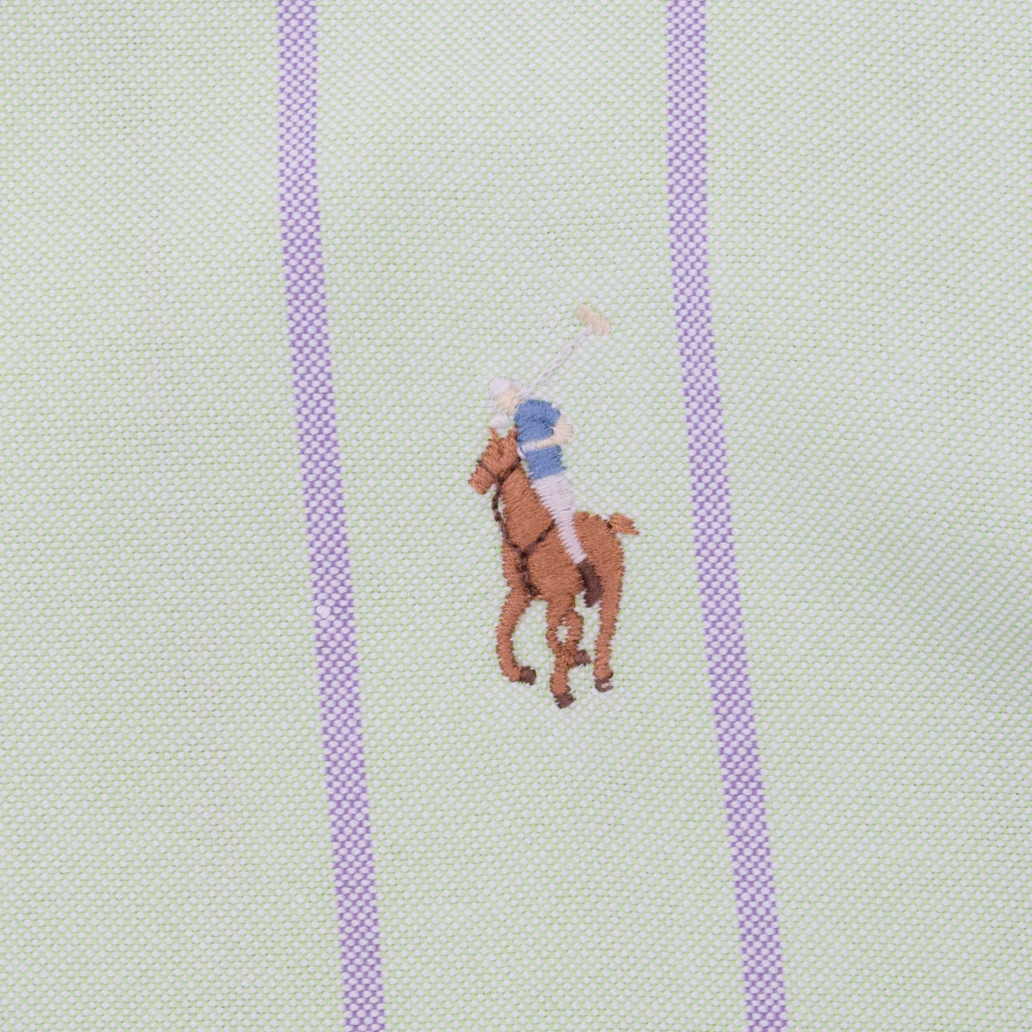 VINTAGE RALPH LAUREN LIGHT GREEN STRIPE SHIRT 1990S SIZE 17 X 32/33