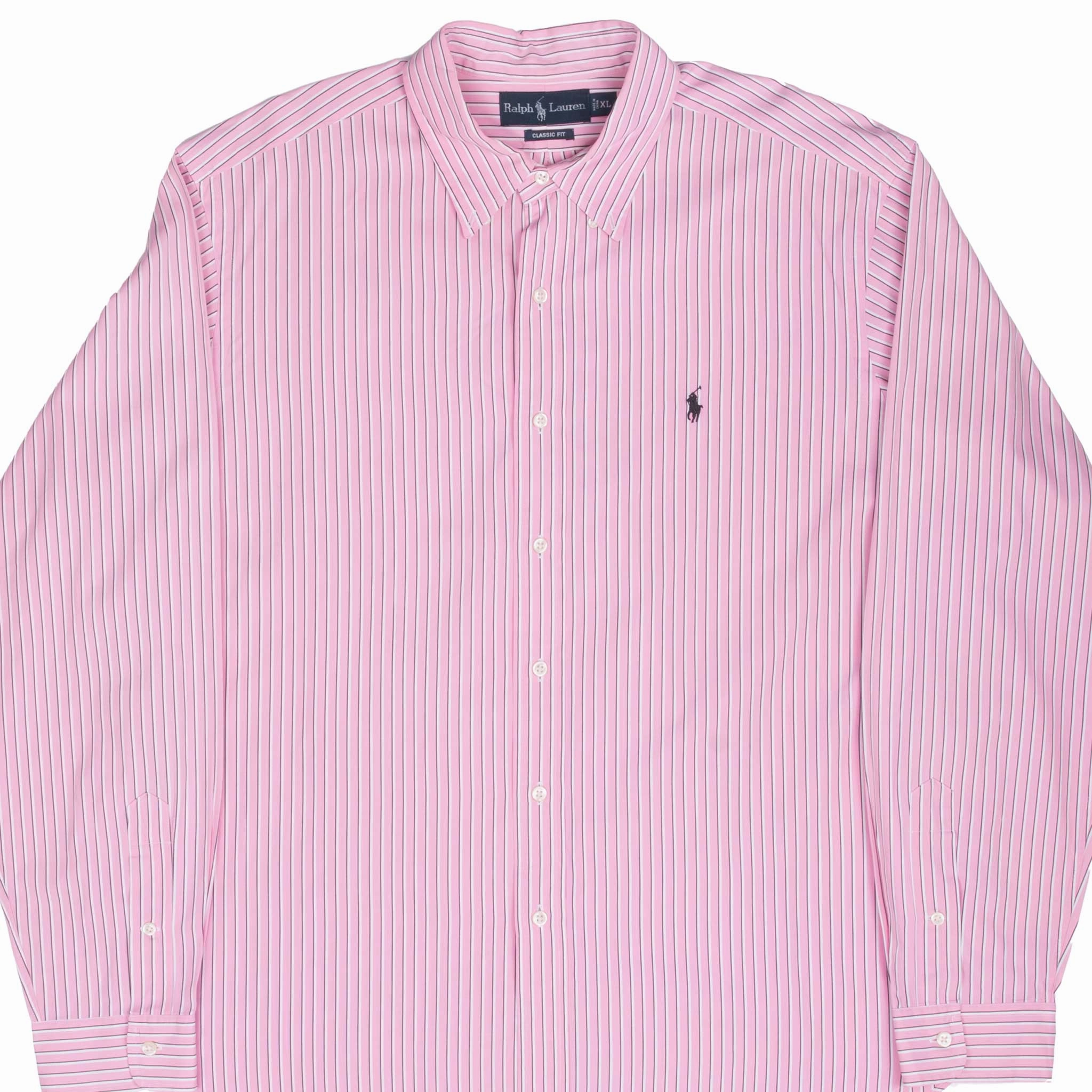 VINTAGE RALPH LAUREN PINK STRIPED SHIRT 1990S XL