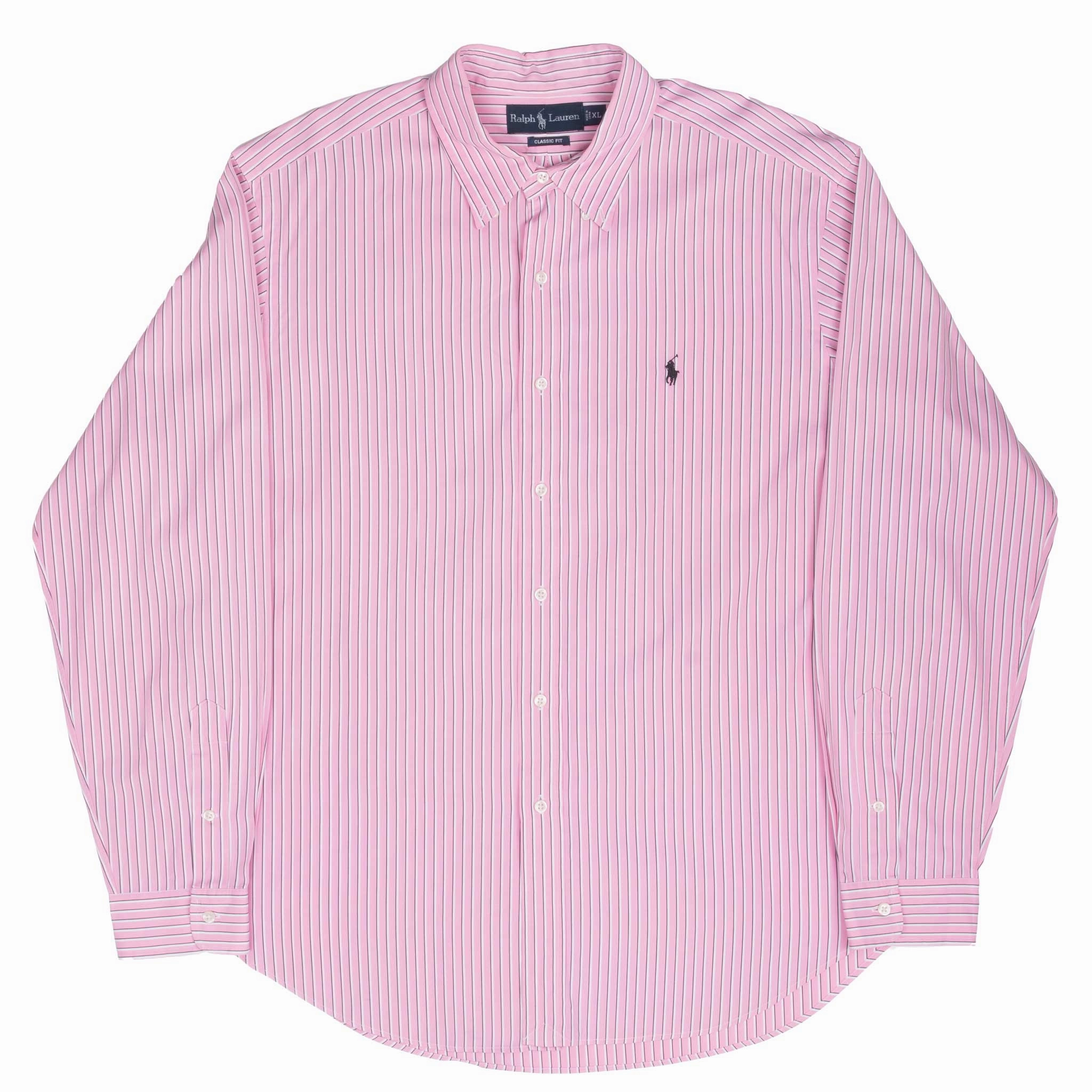 VINTAGE RALPH LAUREN PINK STRIPED SHIRT 1990S XL