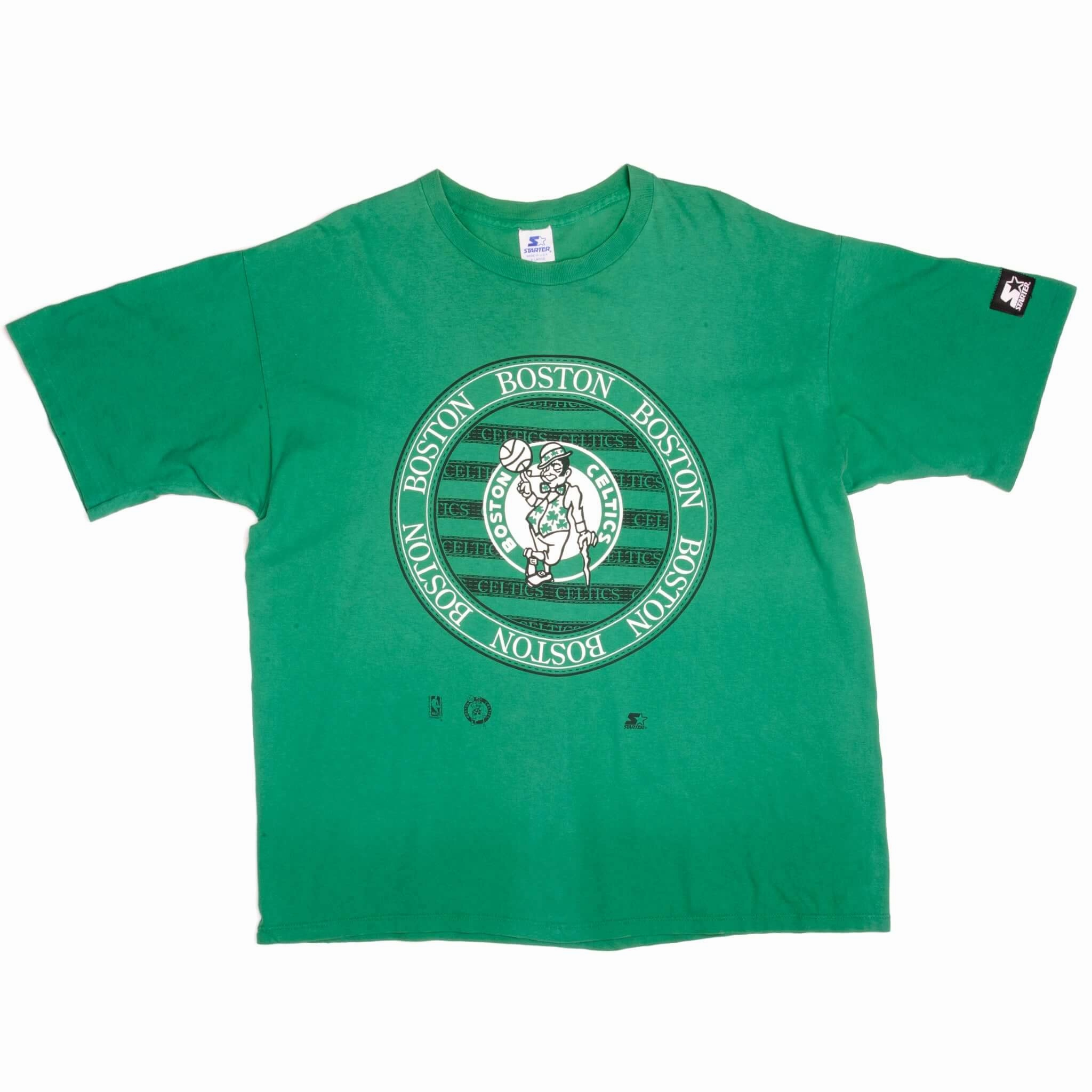 VINTAGE STARTER NBA BOSTON CELTICS TEE SHIRT SIZE XL MADE IN USA 1990S