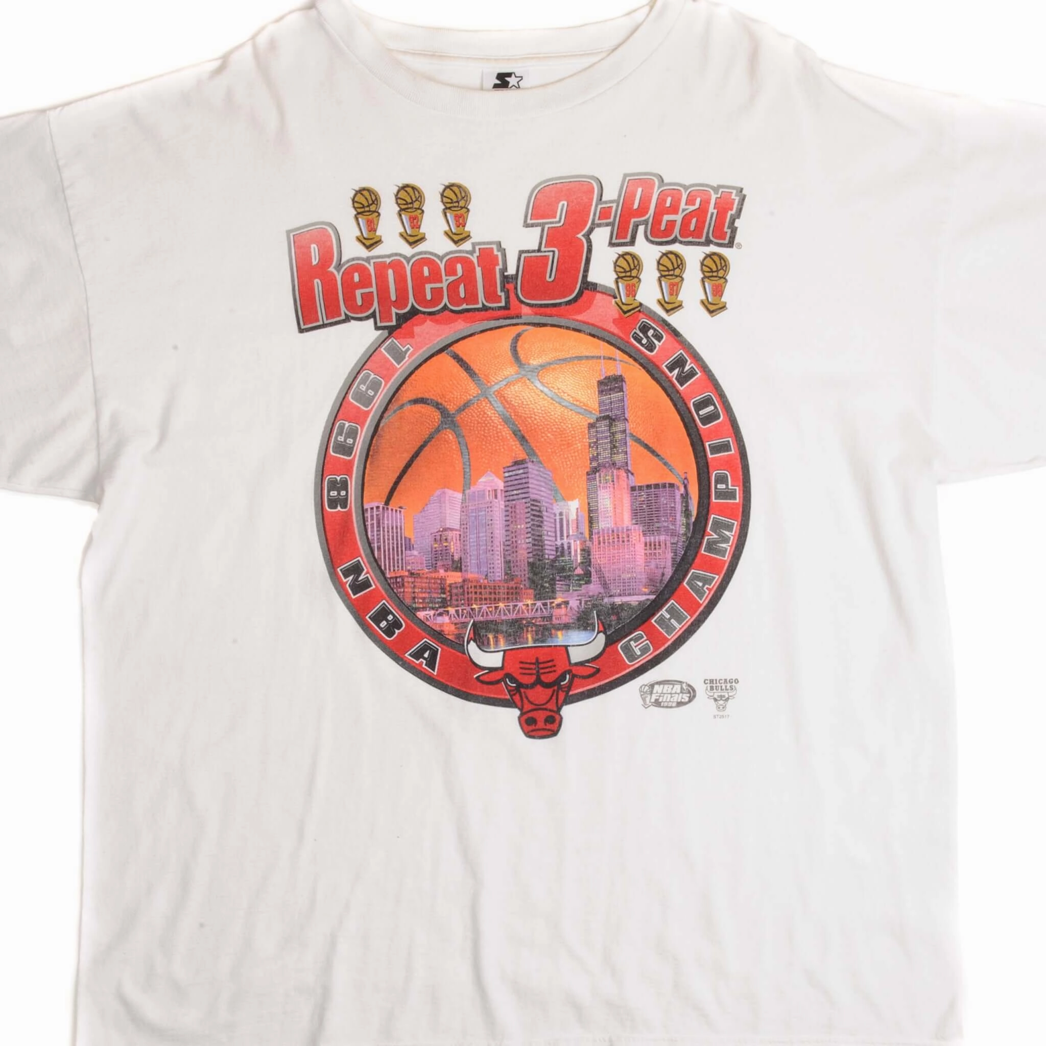 VINTAGE STARTER NBA CHICAGO BULLS TEE SHIRT 1998 SIZE XL MADE IN USA