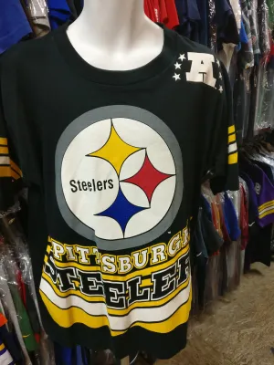 Vtg 90s PITTSBURGH STEELERS NFL Back Print Salem Sportswear T-Shirt L