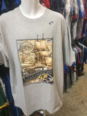 Vtg'01 BALTIMORE RAVENS AFC Champs NFL Lee Sport T-Shirt XL (Deadstock