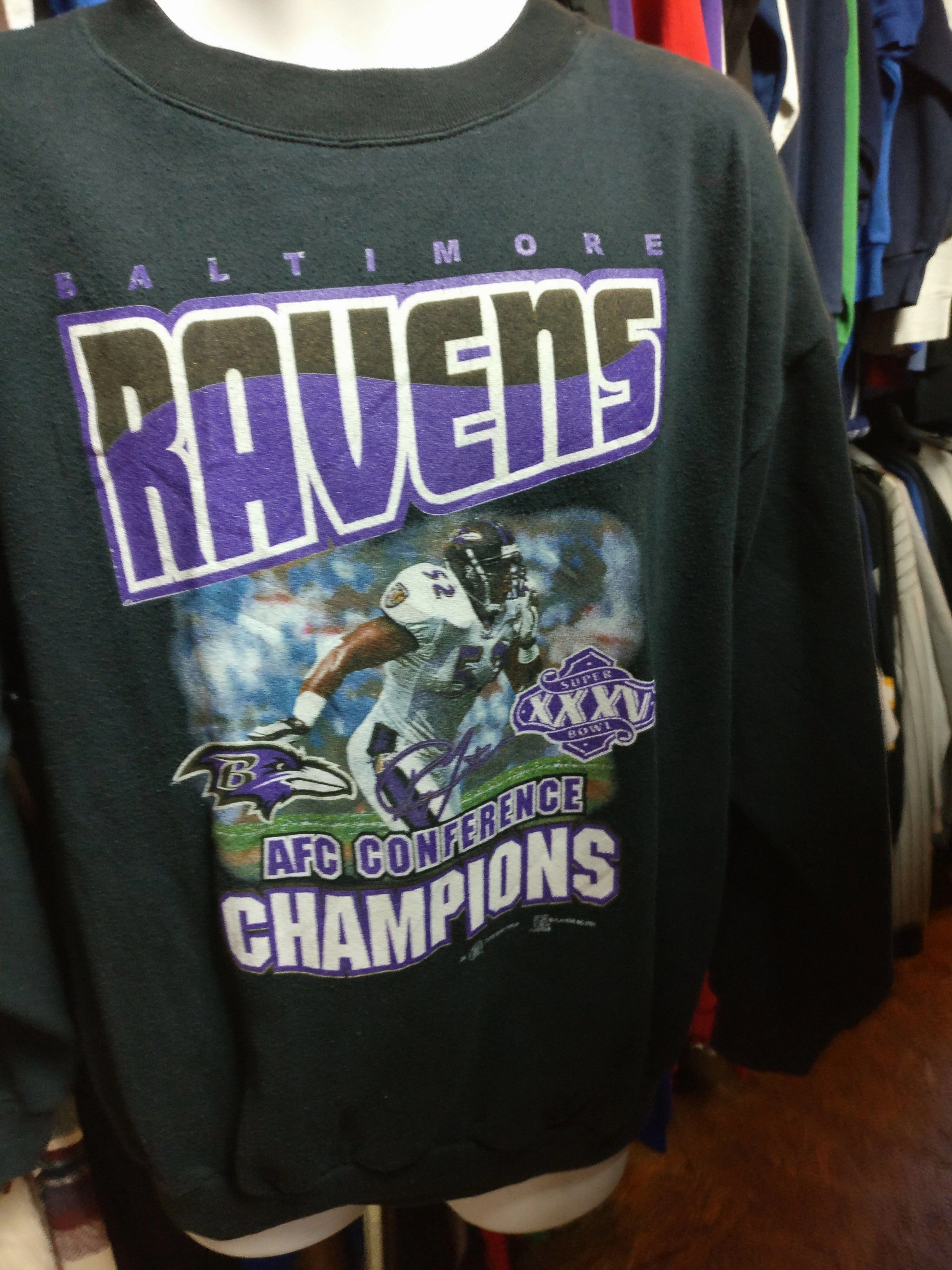 Vtg'01 BALTIMORE RAVENS NFL AFC Conference Champs Tultex Sweatshirt XL