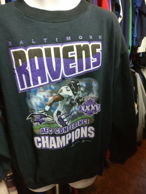 Vtg'01 BALTIMORE RAVENS NFL AFC Conference Champs Tultex Sweatshirt XL