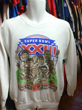 Vtg'88 CINCINNATI BENGALS NFL Super Bowl XXIII Caricature Sweatshirt L