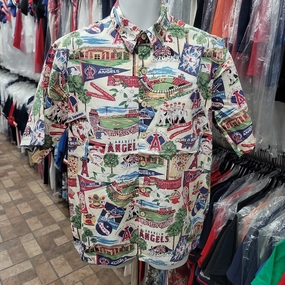 Vtg '02 ANAHEIM ANGELS MLB World Series Reyn Spooner Hawaiian Shirt L