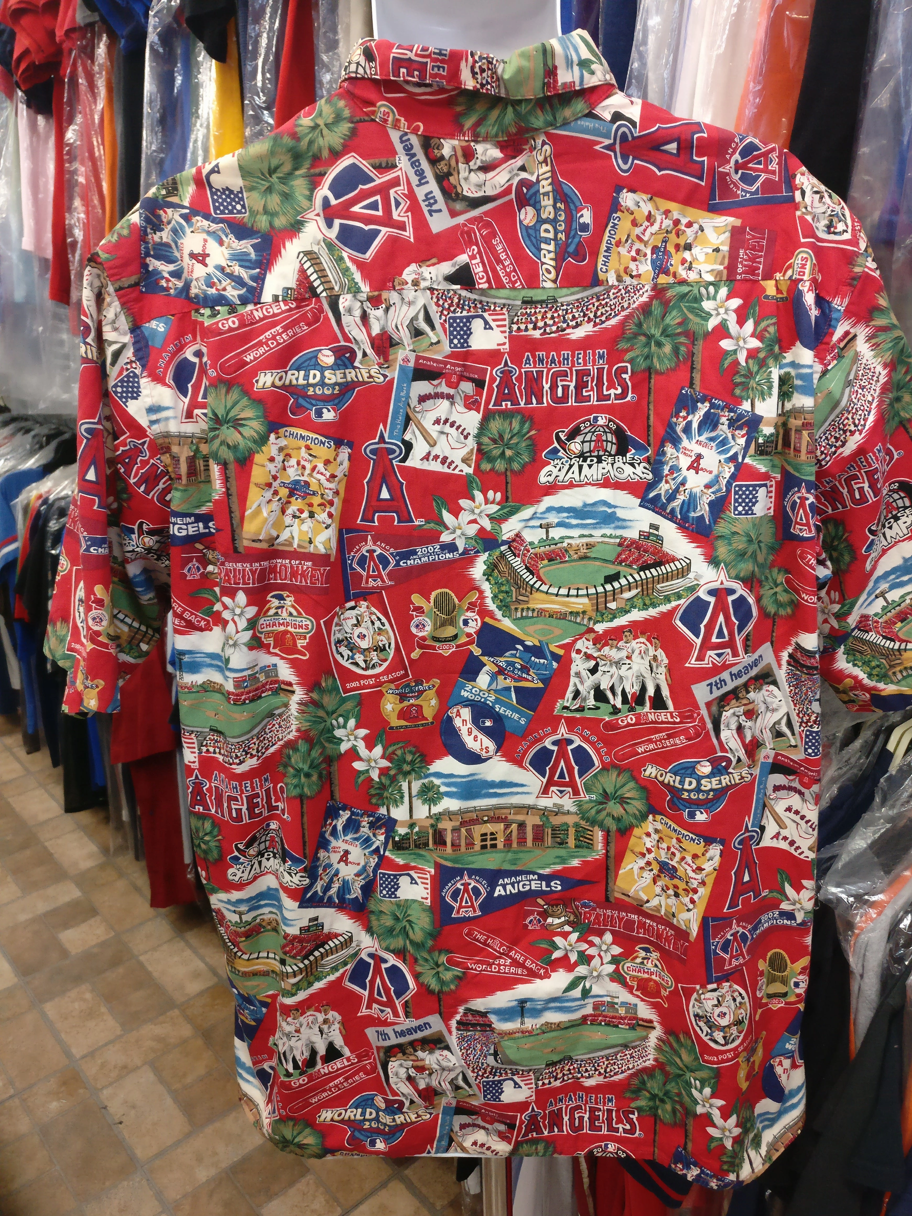 Vtg '02 ANAHEIM ANGELS MLB World Series Reyn Spooner Hawaiian Shirt XL