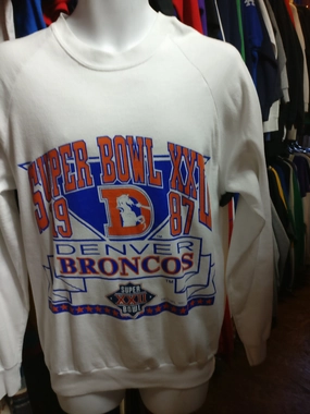 Vtg '87 DENVER BRONCOS NFL Super Bowl XXII Logo 7 Inc Sweatshirt XL
