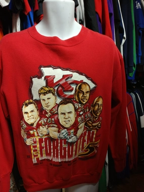 Vtg '95 KANSAS CITY CHIEFS NFL The Forgotten 5 Caricature Sweatshirt L