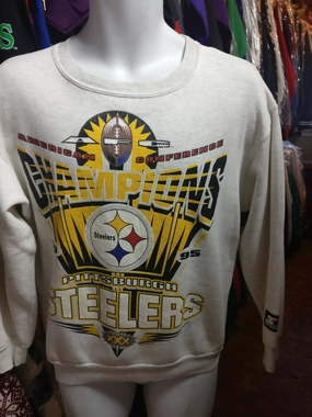 Vtg '95 PITTSBURGH STEELERS NFL AFC Champs Starter Sweatshirt YL